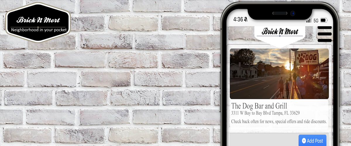 Brick N Mort mobile app - loyalty and rewards for local businesses on iOS and Android