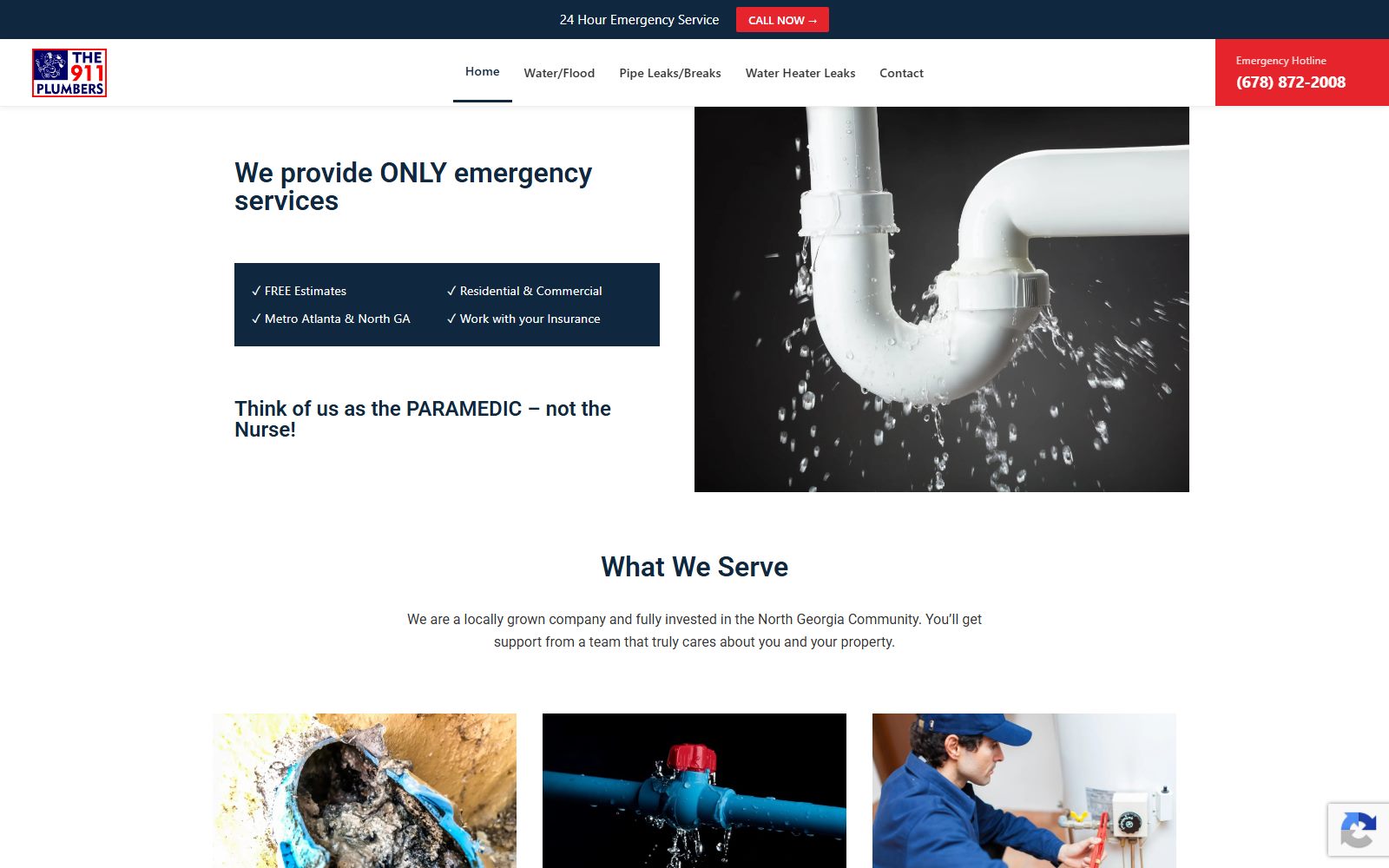 The 911 Plumbers website