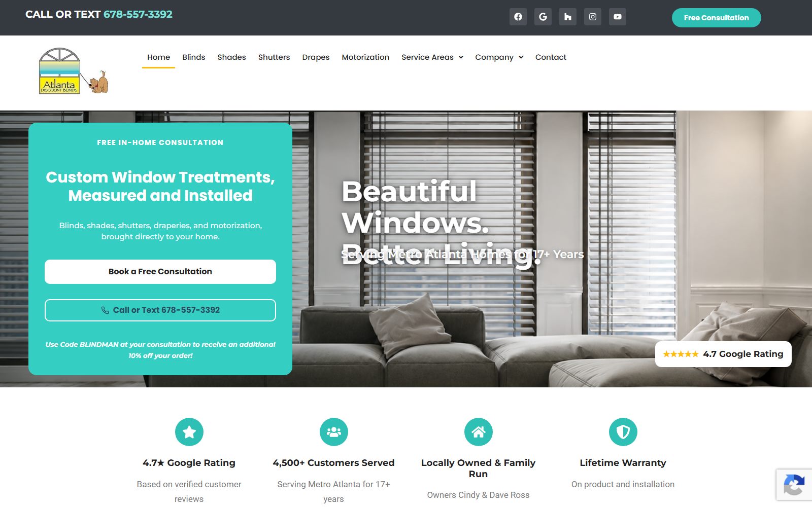 Atlanta Discount Blinds website