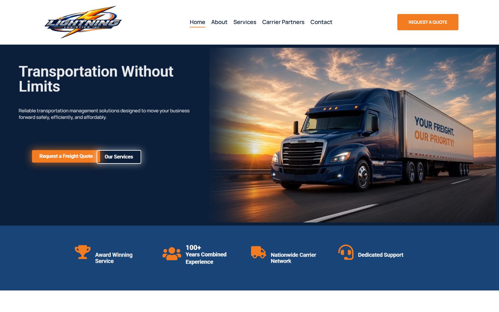 Lightning Logistics website